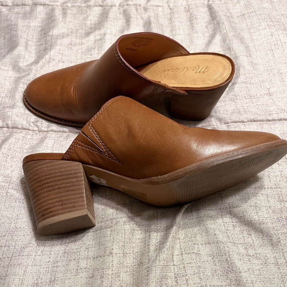 Madewell Harper Heeled Mule Camel Size 6